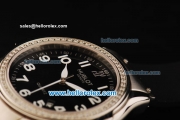 Hublot Swiss Quartz Movement Steel Case with Black Dial and Diamond Bezel-Black Rubber Strap