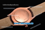 Rolex Cellini Time Asia 2813 Automatic Rose Gold Case with Brown Leather Strap Stick Markers and White Dial (BP)