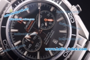 Omega Seamaster Chronograph Miyota Quartz Full Steel with Black Bezel and Black Dial-7750 Coating