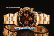 Rolex Daytona Chronograph Swiss Valjoux 7750 Automatic Rose Gold Case and Black Dial with PVD Bezel-Rose Gold Strap