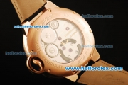 Cartier Ballon Bleu de Cartier Swiss Tourbillon Manual Winding Movement Gold Case with White Dial and Black Leather Strap