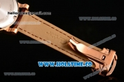 Cartier Rotonde De Miyota Quartz Rose Gold Case with Brown Leather Strap and Rose Gold Dial - Roman Numeral Markers