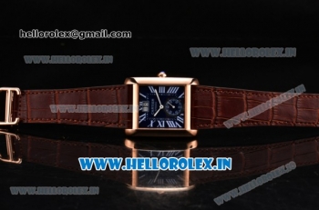 Cartier Tank MC Asia ST16 Automatic Rose Gold Case with Blue Dial and Roman Numeral Markers - ETA Coating