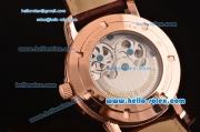 Vacheron Constantin Malte Tourbillon Asia ST22 Automatic Rose Gold Case with Brown Leather Strap White Dial