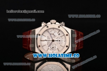 Audemars Piguet Royal Oak Chronograph 41mm Swiss Valjoux 7750 Automatic Steel Case with White Dial Stick Markers and Brown Leather Strap (EF)