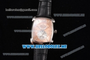 Parmigiani Kalpa Miyota 9015 Automatic Steel Case with Rose Gold Dial and Black Leather Strap Stick/Arabic Numeral Markers