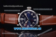 Zenith Pilot Type 20 GMT Asia ST25 Automatic Steel Case with Blue Dial Arabic Numeral Markers and Brown Leather Strap