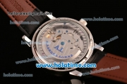 A. Lange & Sohne Saxonia Annual Calendar Asia ST Automatic Steel Case with Black Leather Strap White Dial
