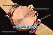 Cartier Pasha C Swiss Quartz Rose Gold Case with White MOP Dial and Burgundy Leather Strap