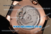 Cartier Ballon Bleu De Tourbillon Asia ST25 Automatic Rose Gold Case with Black Dial Stick Markers and Black Leather Strap