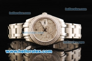 Rolex Datejust Automatic Movement Full Steel with Double Row Diamond Bezel - White Dial