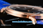 Patek Philippe Calatrava Miyota Quartz Rose Gold Case with Roman Numeral Markers and Blue Dial