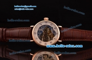 IWC Portuguese Asia HT30 Automatic with Tourbillon Rose Gold Case and Brown Leather Strap Skeleton Dial