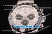 Rolex Daytona Chrono Swiss Valjoux 7750 Automatic Steel Case with PVD Bezel White Dial and White Stick Markers (JF)