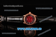 Rolex Cellini Time Asia 2813 Automatic Rose Gold Case with Black/Red Dial and Stick Markers