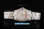 Rolex Day Date Swiss ETA 2836 Automatic Movement Full Steel with Full Diamond and Blue Diamond Markers