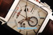 Tag Heuer Monaco LS Chronograph Miyota Quartz Movement Steel Case with White Dial and Brown Leather Strap