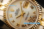 Rolex Datejust Automatic Movement ETA Coating Case with White MOP Dial and Two Tone Strap