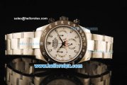 Rolex Daytona Chronograph Swiss Valjoux 7750 Automatic Movement Steel Case with White Dial and Black Bezel-Steel Strap