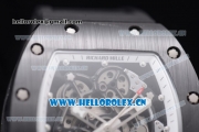 Richard Mille RM 055 Miyota 9015 Automatic PVD Case with Skeleton Dial Dot Markers and Black Rubber Strap