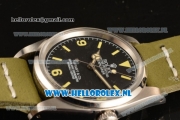 Rolex Explorer Tiffany & Co 2813 Auto Steel Case with Black Dial and Green Nylon Strap