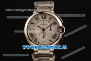 Cartier Ballon Bleu De Chrono Swiss Valjoux 7750 Automatic Steel Case with White Dial and Steel Bracelet - (H)