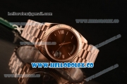 Rolex Day-Date Clone Rolex 3235 Automatic Rose Gold Case with Brown Dial Roman Numeral Markers and Rose Gold Bracelet (CF)