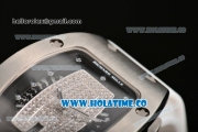 Richard Mille RM007 Miyota 6T51 Automatic Steel Case with Diamonds Dial and White Rubber Strap