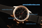 IWC Portuguese Yacht Club Automatic Movement Rose Gold Case with Black Dial and Black Rubber Strap