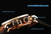 Hublot Aero Bang Chronograph Swiss Valjoux 7750 Automatic Movement Rose Gold Case with Titanium Bezel and Black Rubber Strap