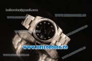 Rolex Datejust Clone Rolex 3135 Automatic Stainless Steel Case/Bracelet with Black Dial and Diamonds Markers - 1:1 Original (MARK F)