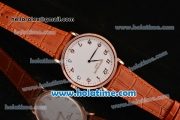 Patek Philippe Calatrava Miyota OS2035 Quartz Rose Gold Case with Arabic Numeral Markers White Dial and Brown Leather Strap