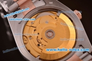 Rolex Datejust Swiss ETA 2836 Automatic Two Tone Case/Strap with Diamond Bezel and Brown Dial
