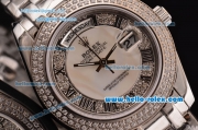 Rolex Masterpiece Swiss ETA 2836 Automatic Steel Case with Diamond/White Dial and Diamond Bezel