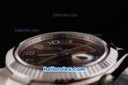 Rolex Day Date II Oyster Perpetual Automatic Movement Brown Dial with White Numeral Marker and SS Strap