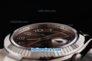 Rolex Day Date II Oyster Perpetual Automatic Movement Brown Dial with White Numeral Marker and SS Strap