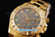 Rolex Daytona Swiss Valjoux 7750 Automatic Movement Full Gold with Diamond Bezel and Black MOP Dial-Diamond Markers