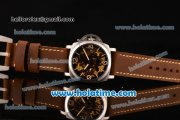 Panerai Luminor Marina 1950 3 Days PAM 426 Asia 6497 Manual Winding Steel Case with Skeleton Black Skull Dial and Brown Leather Strap