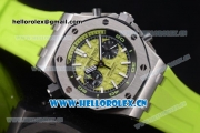Audemars Piguet Royal Oak Offshore Diver Swiss Valjoux 7750 Automatic Steel Case with Green Dial Green Rubber Strap and Stick/Arabic Numeral Markers (EF)