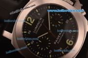 Panerai Chrono Luminor PAM 253 Automatic Steel Case with Black Dial and Black Leather Strap-7750 Coating