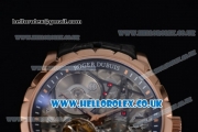 Roger Dubuis Excalibur Asia ST16 Automatic Rose Gold Case with Skeleton Dial and Black Leather Strap