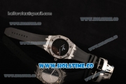 Audemars Piguet Royal Oak Lady Swiss Quartz Steel/Diamonds Case with Black Dial and Black Rubber Strap (EF)