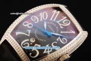 Franck Muller Casablanca Automatic Movement Steel Case with Black Dial and Black Leather Strap