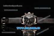 IWC Pilot's Watch Spitfire Chrono Miyota Quartz Steel Case with Black Leather Strap Black Dial and Arabic Numeral Markers