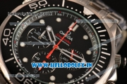 Omega Seamaster Diver 300M Chrono Miyota OS20 Quartz Full Steel with Black Dial and White Markers