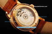 Vacheron Constantin Patrimony Tourbillon Automatic Movement Rose Gold Case with Rose Gold Markers and Brown Leather Strap