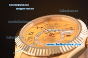 Rolex Sky-Dweller Asia 2813 Automatic Gold Case/Strap with Champagne Dial and Roman Numeral Hour Markers ETA Coating