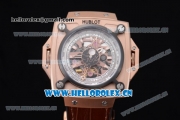 Hublot Masterpiece MP 08 Antikythera Sunmoon Asia 2813 Automatic Rose Gold Case Brown Leather Strap and Skeleton Dial