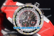 Richard Mille RM60-01 Asia Automatic Steel Case with Skeleton Dial Red Rubber Strap and Stick/Arabic Numeral Markers