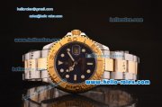 Rolex Yacht-Master Oyster Perpetual Chronometer Automatic Two Tone with Blue Dial,Gold Bezel and White Round Bearl Marking-Small Calendar